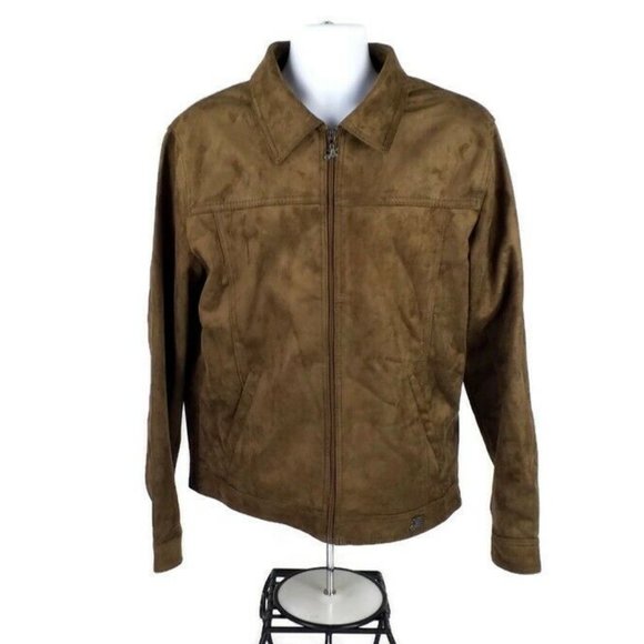 A Collezioni Brown Faux Suede Fully Lined Zip Front Jacket Mens XXL NWT - Picture 14 of 14